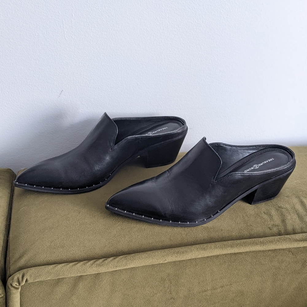 Size 11 Black Heeled Mules